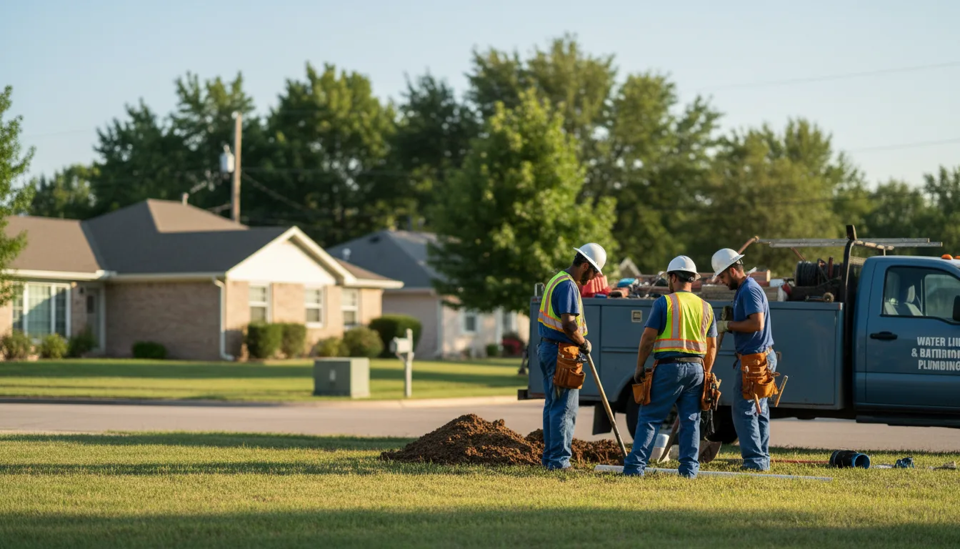 Residential water line and bathroom plumbing service in Apache, OK